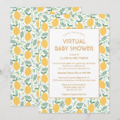 Cute Lemon Citrus Foliage Virtual Baby shower Kaart (Voorkant / Achterkant)