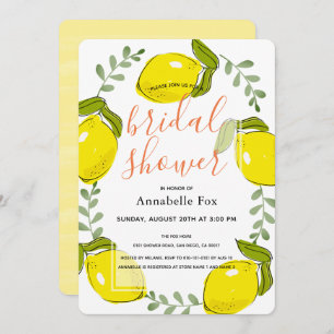 Cute Lemon Citrus White Bridal Shower Kaart