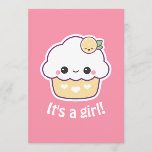 Cute Lemon Cupcake Baby Shower-uitnodigingen Kaart