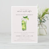 Cute Lemon Drink Mint Green Grand Opening Invite Bedankkaart (Staand voorkant)