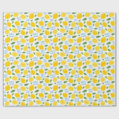 Cute lemon en groene bladeren patroon cadeaupapier (Vlak)