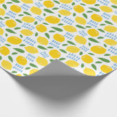 Cute lemon en groene bladeren patroon cadeaupapier (Hoek)