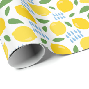 Cute lemon en groene bladeren patroon cadeaupapier