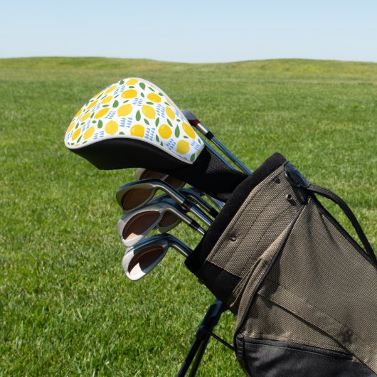 Cute lemon en groene bladeren patroon golfheadcover (Insitu)