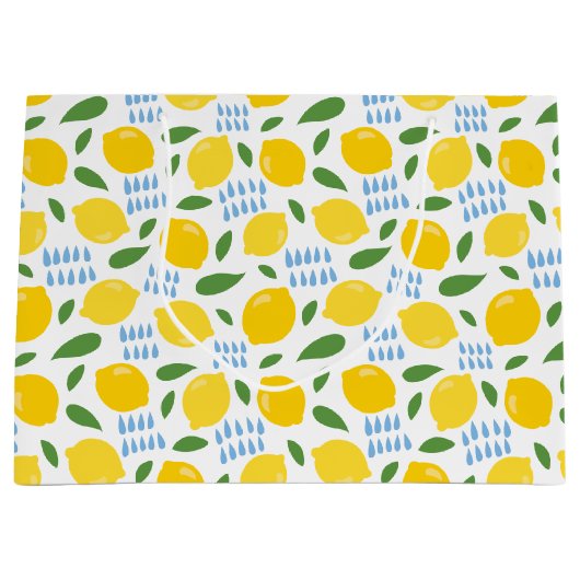 Cute lemon en groene bladeren patroon groot cadeauzakje (Voorkant)