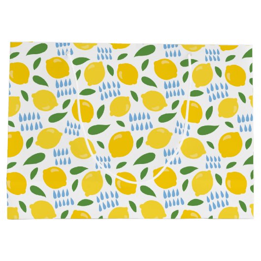 Cute lemon en groene bladeren patroon groot cadeauzakje (Achterkant)