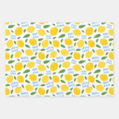 Cute lemon en groene bladeren patroon inpakpapier vel (Voorkant 3)