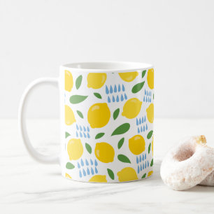 Cute lemon en groene bladeren patroon koffiemok