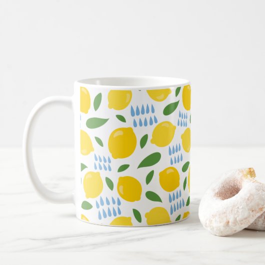 Cute lemon en groene bladeren patroon koffiemok (Met donut)