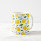 Cute lemon en groene bladeren patroon koffiemok (Voorkant rechts)