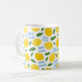 Cute lemon en groene bladeren patroon koffiemok (Voorkant links)