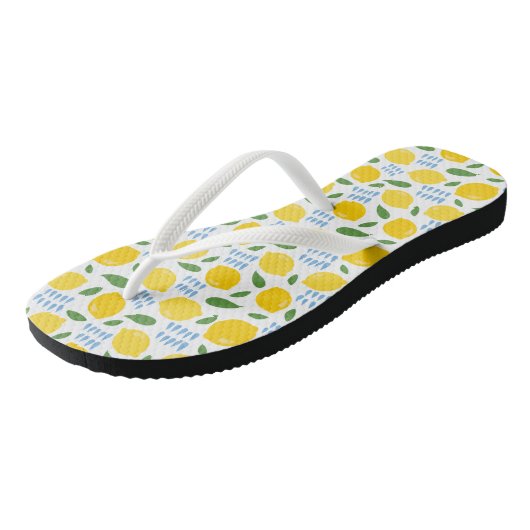 Cute lemon en groene bladeren patroon teenslippers (Schuin)