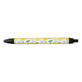 Cute lemon en groene bladeren patroon zwarte inkt pen (Voorkant)