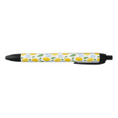 Cute lemon en groene bladeren patroon zwarte inkt pen (Bodem)