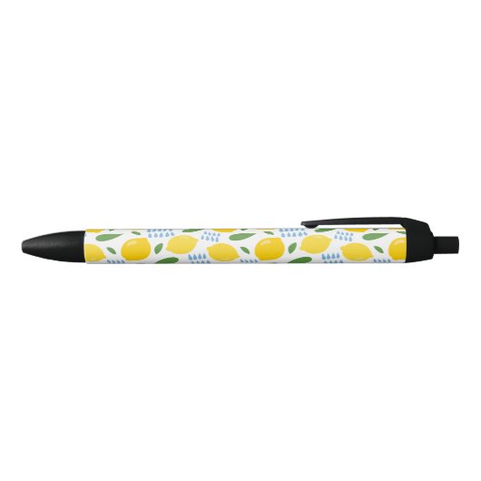 Cute lemon en groene bladeren patroon zwarte inkt pen (Bovenkant)