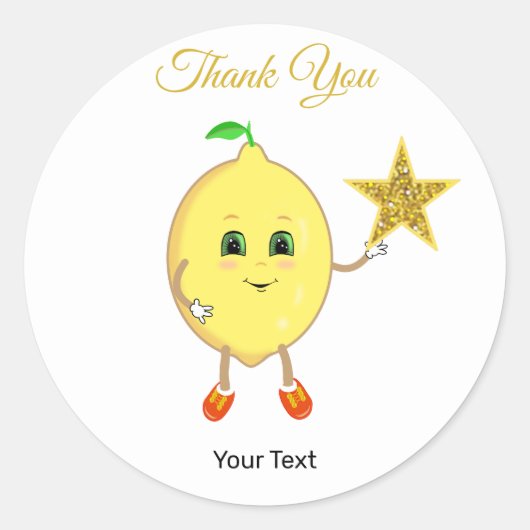 Cute Lemon en Logo Star Hartelijk dank Ronde Sticker (Voorkant)