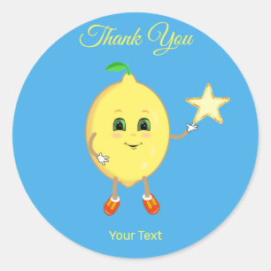 Cute Lemon en Logo Star Hartelijk dank Ronde Sticker