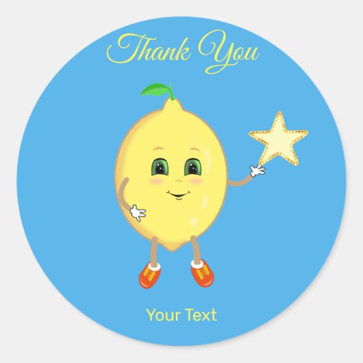 Cute Lemon en Logo Star Hartelijk dank Ronde Sticker (Voorkant)