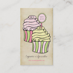Cute Lemon en roze Cupcakes Visitekaartjes