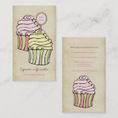 Cute Lemon en roze Cupcakes Visitekaartjes (Voorkant / Achterkant)