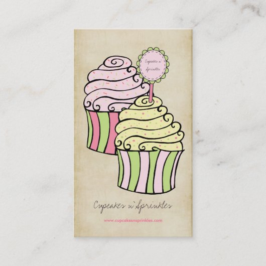 Cute Lemon en roze Cupcakes Visitekaartjes (Voorkant)