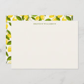 Cute Lemon Fruit Watercolor Pattern Personalized Notitiekaartje (Voorkant / Achterkant)