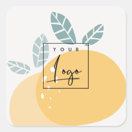 Cute Lemon Green Abstract Bold Fruity Citrus Logo Vierkante Sticker