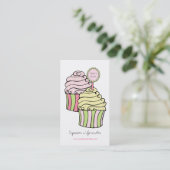 Cute Lemon Limoen en roze Cupcakes Visitekaartjes (Staand voorkant)