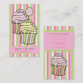 Cute Lemon Limoen en roze Cupcakes Visitekaartjes (Voorkant / Achterkant)