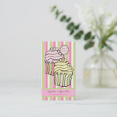 Cute Lemon Limoen en roze Cupcakes Visitekaartjes (Staand voorkant)