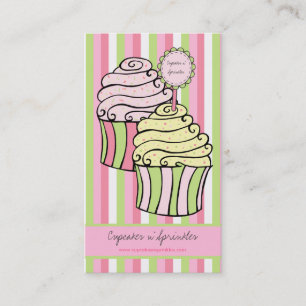 Cute Lemon Limoen en roze Cupcakes Visitekaartjes