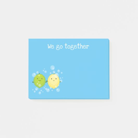Cute lemon limoen fruit cartoon illustratie post-it® notes (Voorkant)