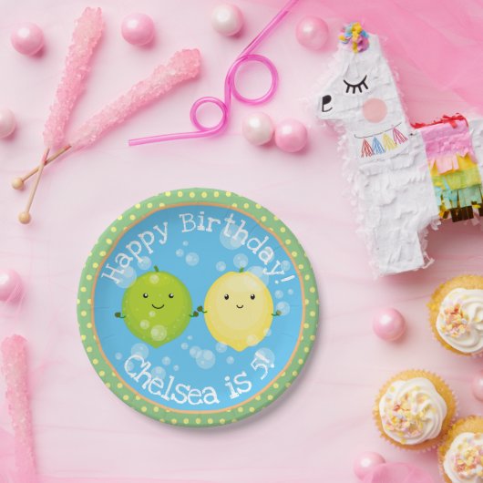 Cute lemon limoen vrienden cartoon illustratie papieren bordje (Feest)