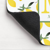 Cute Lemon Monogram Naam Muismat (Hoek)