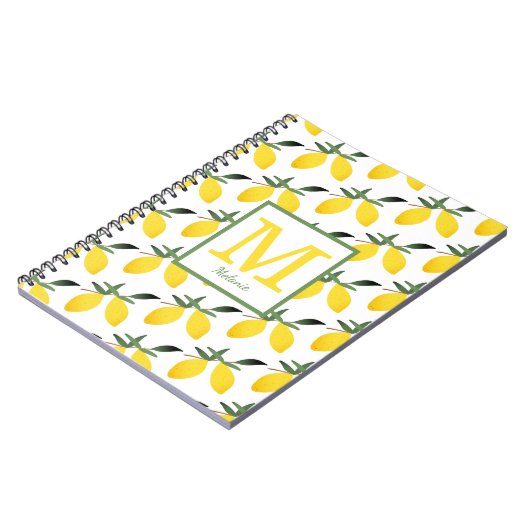 Cute Lemon Monogram Name Notitieboek (Linkerzijde)
