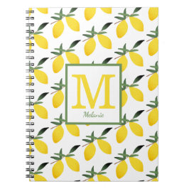 Cute Lemon Monogram Name Notitieboek