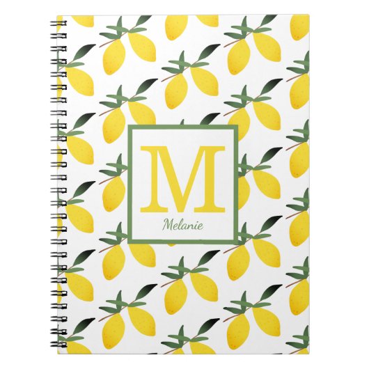 Cute Lemon Monogram Name Notitieboek (Voorkant)