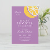 Cute Lemon op Lavender Baby shower Luncheon Kaart (Staand voorkant)