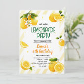 Cute lemon party theme invitation kaart (Staand voorkant)