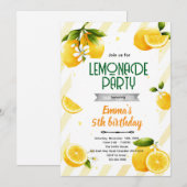 Cute lemon party theme invitation kaart (Voorkant / Achterkant)