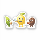 Cute Lemon Tea Friends – Custom-Cut Vinyl Sticker (Voorkant)