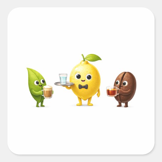 Cute Lemon Tea Friends – Sticker (Voorkant)