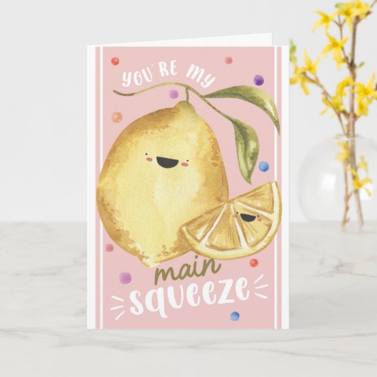 Cute Lemon Valentine’s – You’re My Main Squeeze Kaart (Gele Bloem)