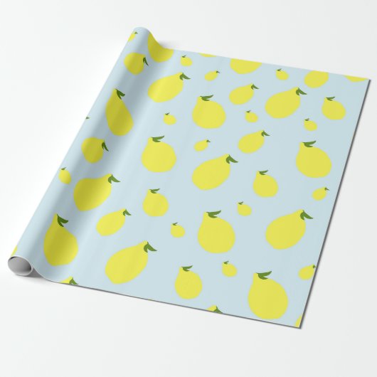 Cute Lemons Citrus Fruit Pattern Baby shower Cadeaupapier (Uitgerold)