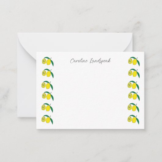 Cute Lemons & Custom Name Notitiekaartje (Voorkant)