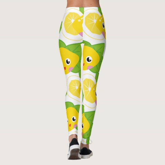 Cute Lemons Emoji Face Pattern Leggings (Achterkant)
