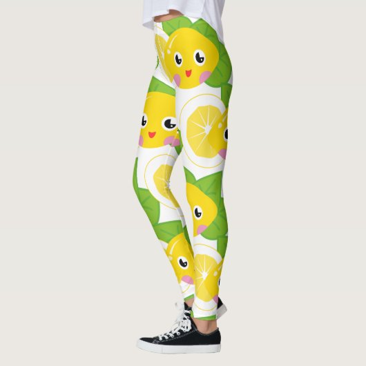 Cute Lemons Emoji Face Pattern Leggings (Links)