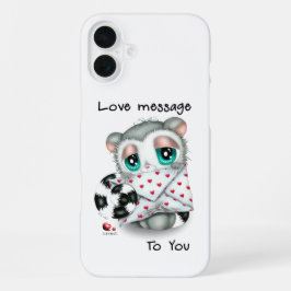 Cute Lemur Valentine - Romantic Love Letter iPhone 16 Plus Hoesje