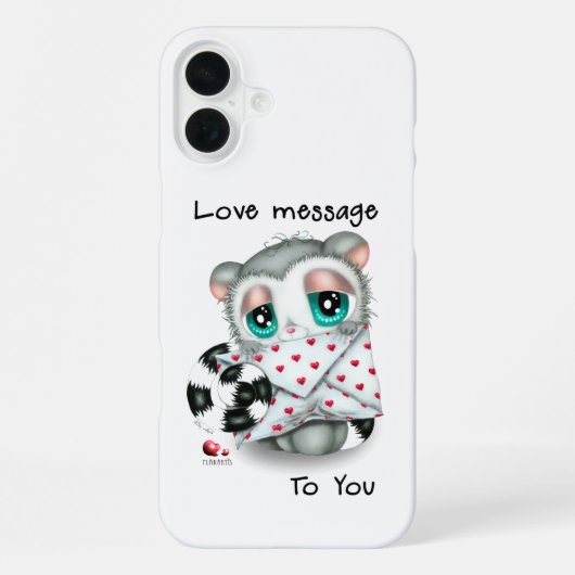 Cute Lemur Valentine - Romantic Love Letter iPhone Hoesje (Achterkant)