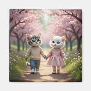 Cute Lente Kat Magneet   Tom & Luna Kersenbloesem